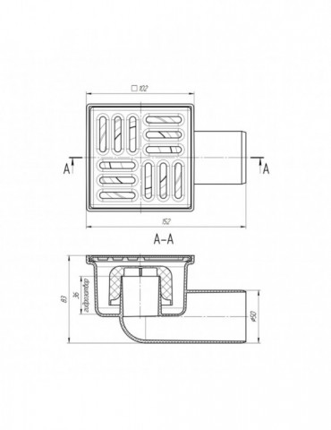 Трап ANIplast з горизонтальним випуском 50 мм, з нержавіючою решіткою 10х10 см TA5102EU | купити | SilverGoose.com.ua.com.ua