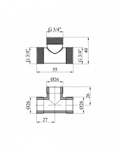 Трійник посилений LexLine 3/4" ЗЗЗ латунний УК0660-В | купити | SilverGoose.com.ua.com.ua
