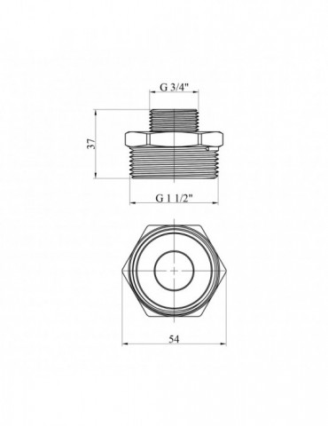 Ніпель перехідний посилений LexLine 1 1/2"х3/4" ЗЗ нікель НК0521-Вн | купити | SilverGoose.com.ua.com.ua