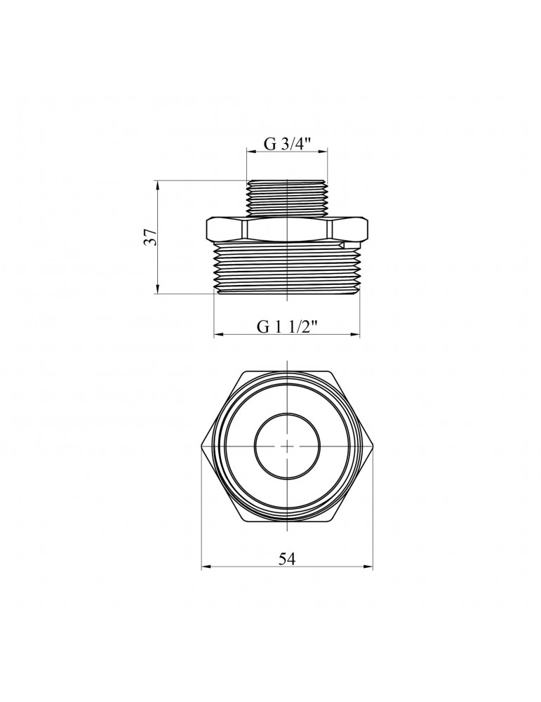 Ніпель перехідний посилений LexLine 1 1/2"х3/4" ЗЗ нікель НК0521-Вн | купити | SilverGoose.com.ua.com.ua