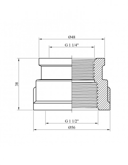Муфта перехідна посилена LexLine 1 1/2"х1 1/4" ВВ латунна УК0307-В | купити | SilverGoose.com.ua.com.ua