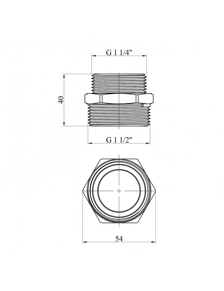Ніпель перехідний посилений LexLine 1 1/2"х1 1/4" ЗЗ латунний УК0522-В | купити | SilverGoose.com.ua.com.ua