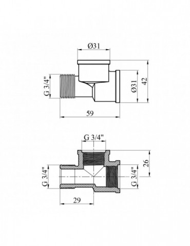 Трійник посилений LexLine 3/4" ВВЗ латунний УК0210-В | купити | SilverGoose.com.ua.com.ua