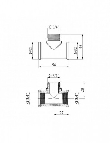 Трійник посилений LexLine 3/4" ВЗВ нікель НК0663-Вн | купити | SilverGoose.com.ua.com.ua