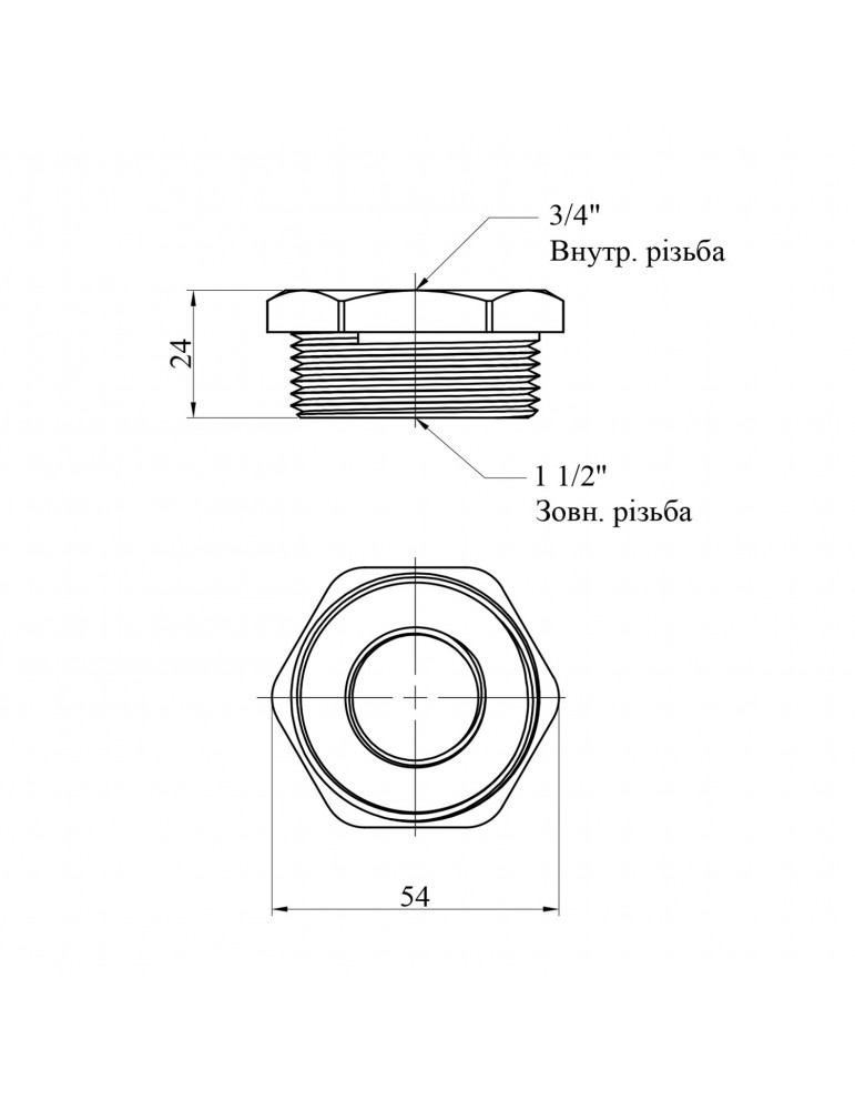 Футорка посилена LexLine 1 1/2"х3/4" ЗВ нікель НК0724-Вн | купити | SilverGoose.com.ua.com.ua