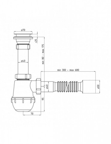 Сифон для кухонної мийки ANIplast 1 1/2''х40 мм з різьбовим випуском A0115EU | купити | SilverGoose.com.ua.com.ua