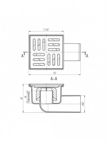 Трап ANIplast з горизонтальним випуском 50 мм, з решіткою 10х10 см TA5104EU | купити | SilverGoose.com.ua.com.ua