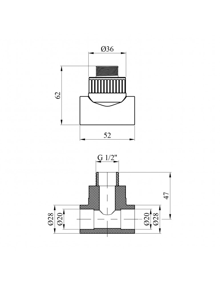 Трійник PPR Rozma 20x1/2" РЗ | купити | SilverGoose.com.ua.com.ua