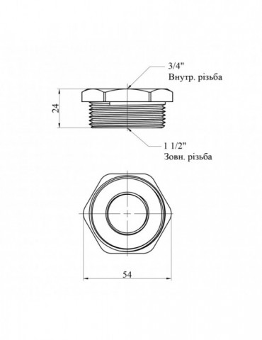 Футорка посилена LexLine 1 1/2"х3/4" ЗВ латунна УК0724-В | купити | SilverGoose.com.ua.com.ua