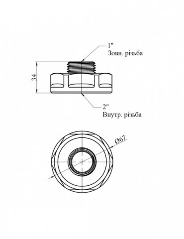 Перехідник посилений LexLine 2"х1" ВЗ латунний УК0620-В | купити | SilverGoose.com.ua.com.ua