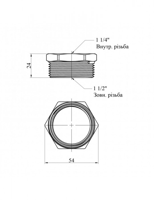 Футорка посилена LexLine 1 1/2"х1 1/4" ЗВ латунна УК0723-В | купити | SilverGoose.com.ua.com.ua