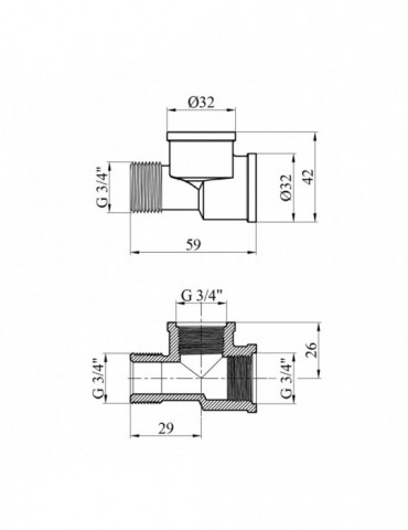 Трійник посилений LexLine 3/4" ВВЗ нікель НК0210-Вн | купити | SilverGoose.com.ua.com.ua