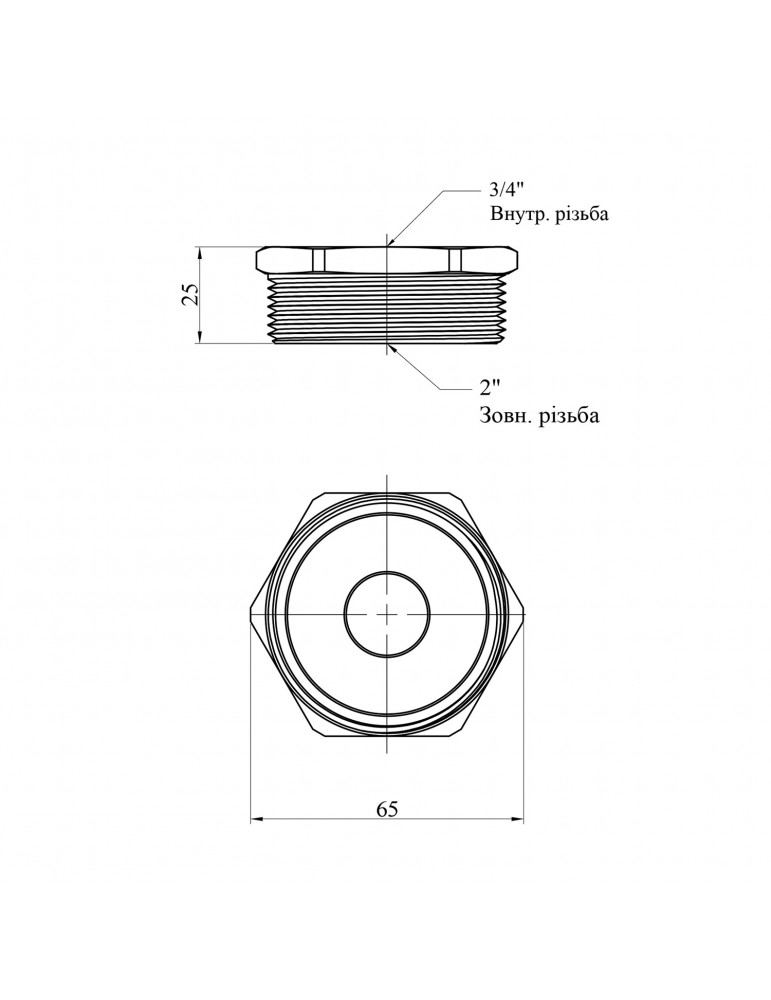 Футорка посилена LexLine 2"х3/4" ЗВ латунна УК0725-В | купити | SilverGoose.com.ua.com.ua
