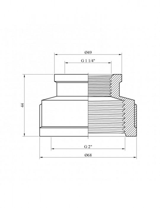 Муфта перехідна посилена LexLine 2"х1 1/4" ВВ нікель НК0322-Вн | купити | SilverGoose.com.ua.com.ua