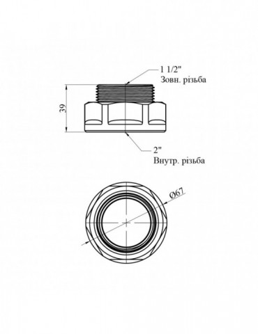Перехідник посилений LexLine 2"х1 1/2" ВЗ латунний УК0622-В | купити | SilverGoose.com.ua.com.ua