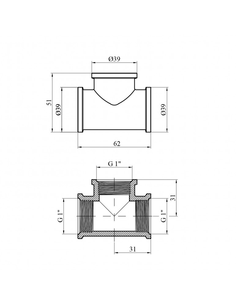 Трійник посилений LexLine 1" ВВВ латунний УК0218-В | купити | SilverGoose.com.ua.com.ua