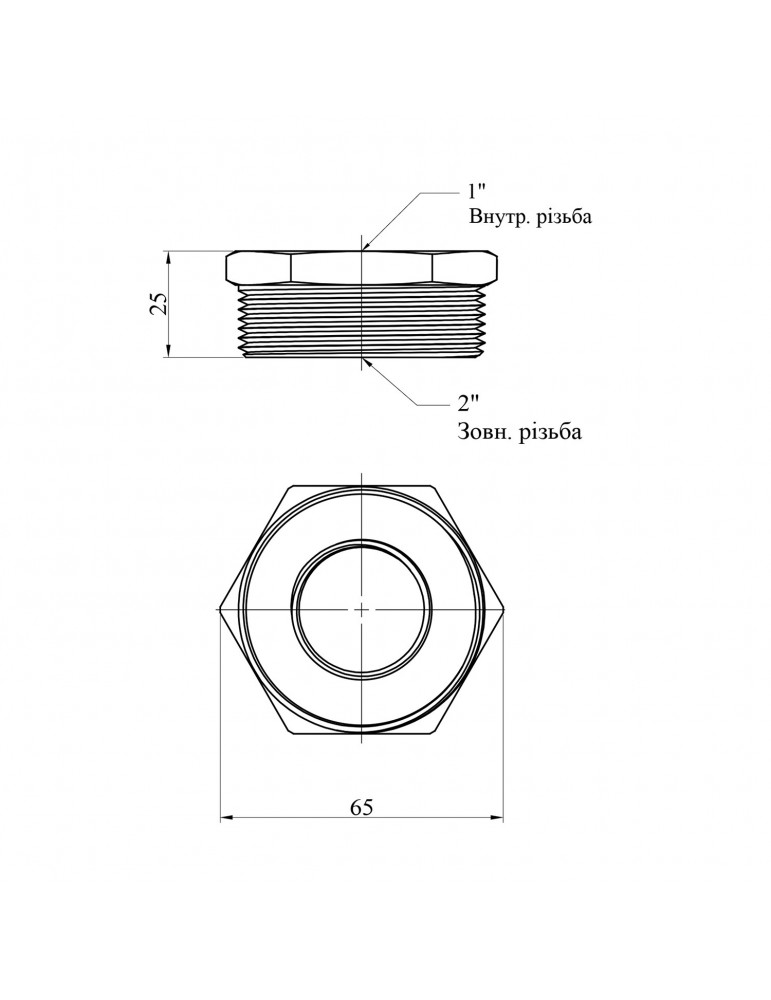 Футорка посилена LexLine 2"х1" ЗВ латунна УК0726-В | купити | SilverGoose.com.ua.com.ua