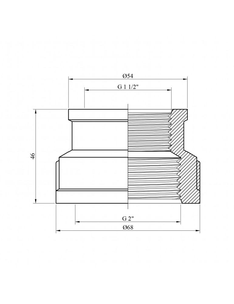 Муфта перехідна посилена LexLine 2"х1 1/2" ВВ нікель НК0323-Вн | купити | SilverGoose.com.ua.com.ua