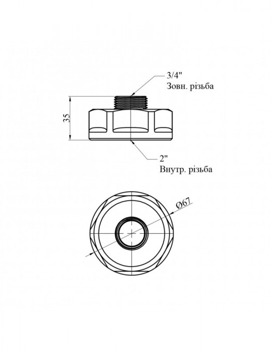 Перехідник посилений LexLine 2"х3/4" ВЗ нікель НК0623-Вн | купити | SilverGoose.com.ua.com.ua