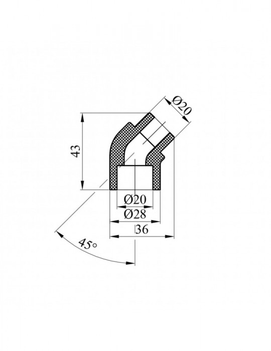 Коліно ВЗ 45° PPR Rozma 20 мм | купити | SilverGoose.com.ua.com.ua