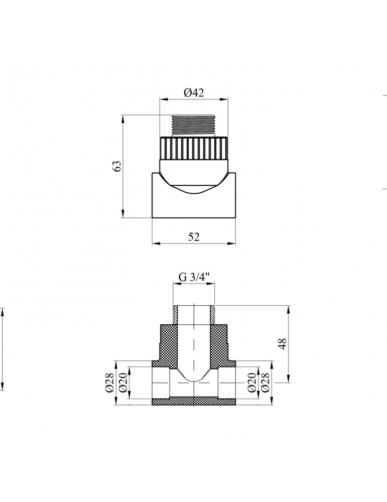 Трійник PPR Rozma 20x3/4" РЗ | купити | SilverGoose.com.ua.com.ua