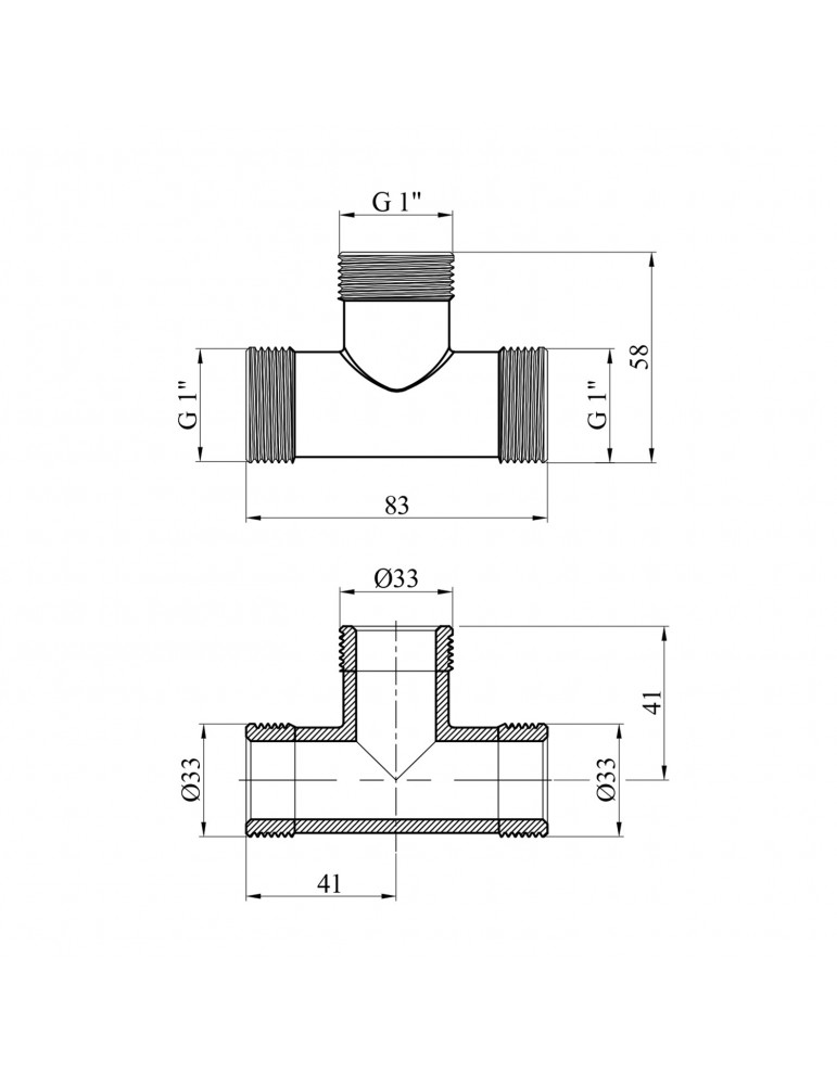 Трійник посилений LexLine 1" ЗЗЗ латунний УК0217-В | купити | SilverGoose.com.ua.com.ua
