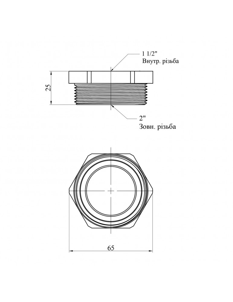 Футорка посилена LexLine 2"х1 1/2" ЗВ латунна УК0728-В | купити | SilverGoose.com.ua.com.ua
