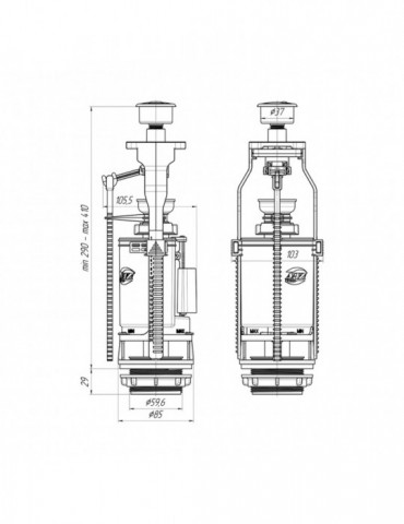 Наливний клапан для бачка унітаза ANIplast дворівнева, без клапана WC7050CEU | купити | SilverGoose.com.ua.com.ua