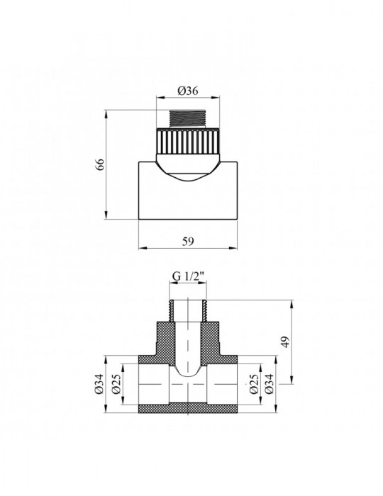 Трійник PPR Rozma 25x1/2" РЗ | купити | SilverGoose.com.ua.com.ua