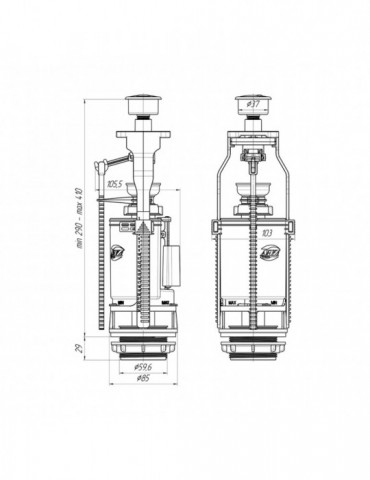 Наливний клапан для бачка унітаза ANIplast дворівнева, без клапана WC7050M | купити | SilverGoose.com.ua.com.ua