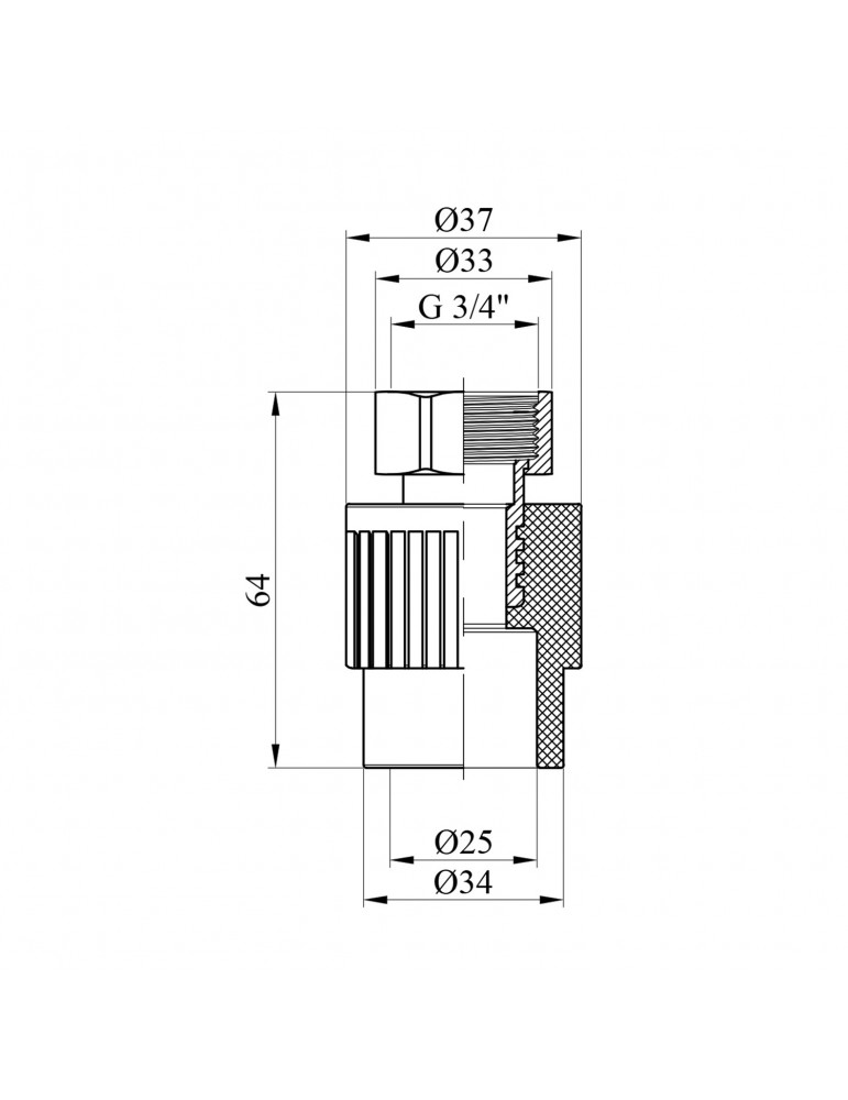 Перехід з накидною гайкою PPR Rozma 25х3/4" | купити | SilverGoose.com.ua.com.ua