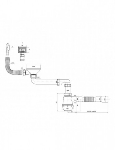 Сифон для кухонної мийки KronoPlast 3 1/2''х40 мм з різьбовим випуском, зміщений з прямокутним переливом SM87010343 | купити | S