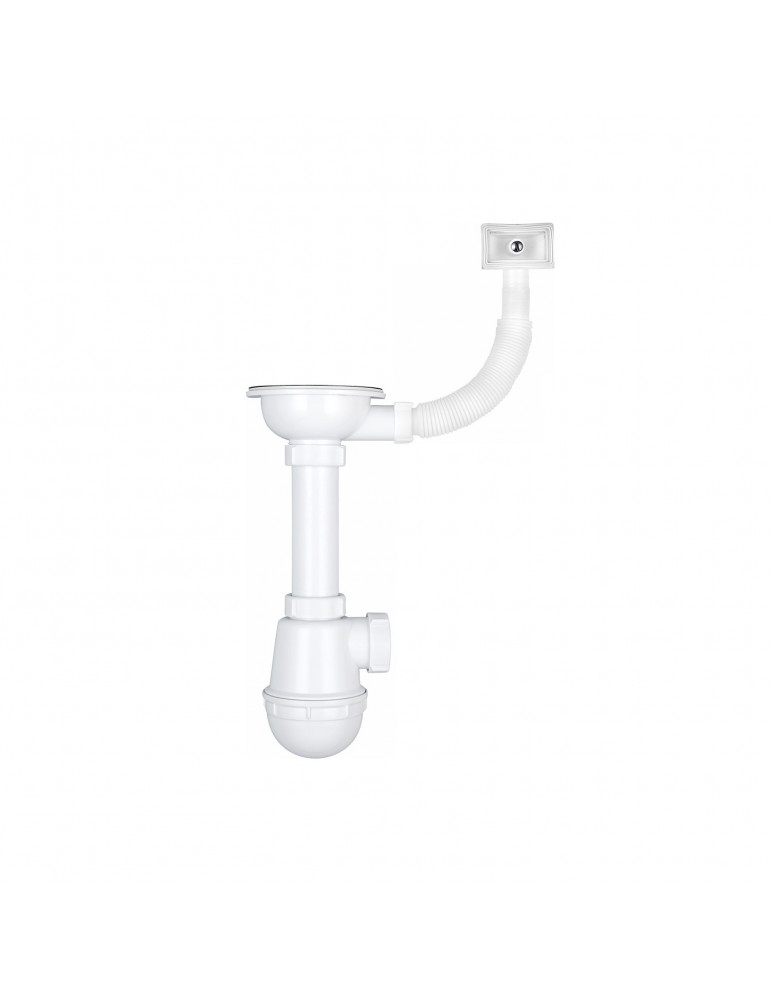 Сифон для кухонної мийки KronoPlast 3 1/2''х40 мм з різьбовим випуском, з прямокутним переливом SM27010300 | купити | SilverGoos