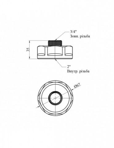 Перехідник посилений LexLine 2"х3/4" ВЗ латунний УК0623-В | купити | SilverGoose.com.ua.com.ua