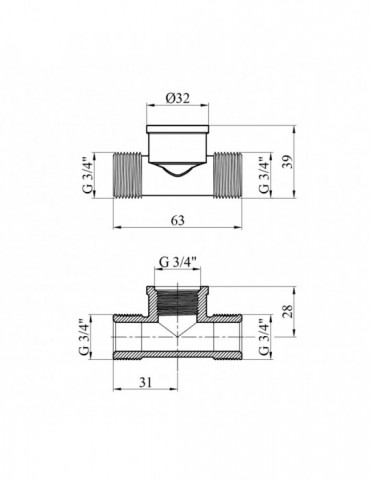 Трійник посилений LexLine 3/4" ЗВЗ латунний УК0658-В | купити | SilverGoose.com.ua.com.ua