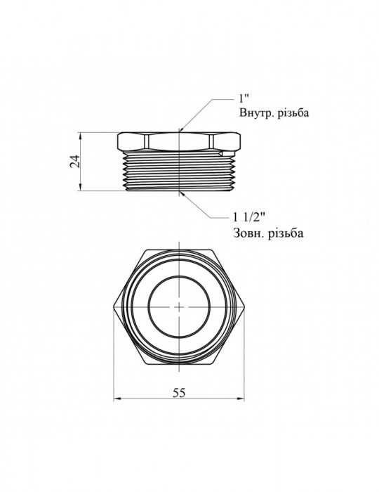 Футорка посилена LexLine 1 1/2"х1" ЗВ латунна УК0722-В | купити | SilverGoose.com.ua.com.ua