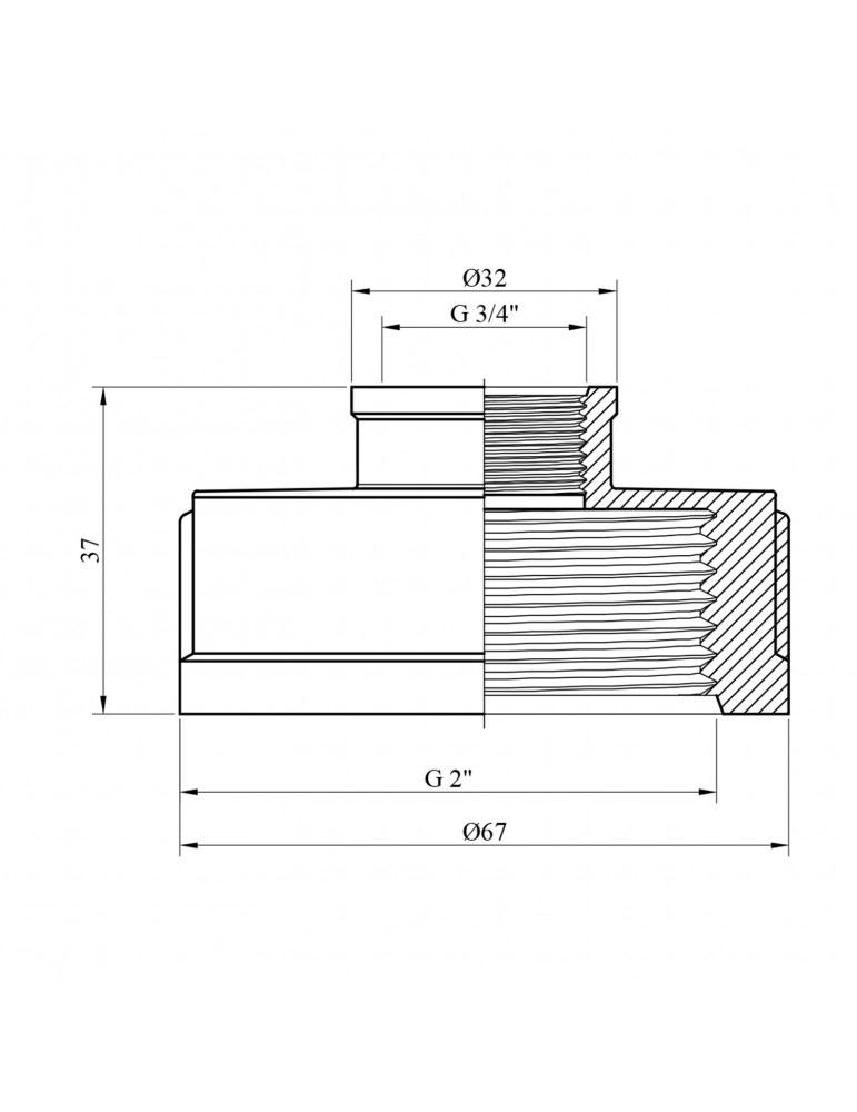 Муфта перехідна посилена LexLine 2"х3/4" ВВ нікель НК0320-Вн | купити | SilverGoose.com.ua.com.ua
