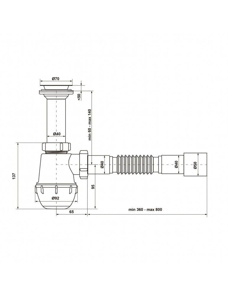 Сифон для кухонної мийки KronoPlast 1 1/2''х40 мм з литим випуском SM11000043 (М1050) | купити | SilverGoose.com.ua.com.ua