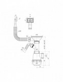 Сифон для кухонної мийки ANIplast 3 1/2''х40 мм з різьбовим випуском, з прямокутним переливом, відводом для пральної машини А104