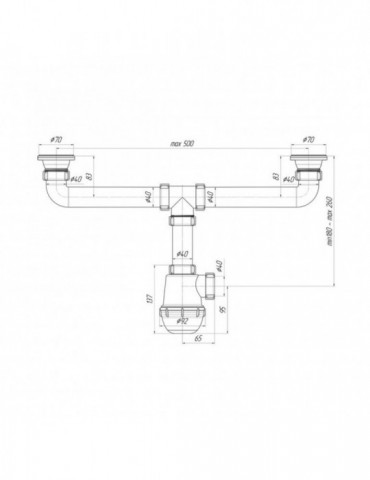 Сифон подвійний для кухонної мийки ANIplast 1 1/2''х40 мм з різьбовими випусками A3000VEU | купити | SilverGoose.com.ua.com.ua