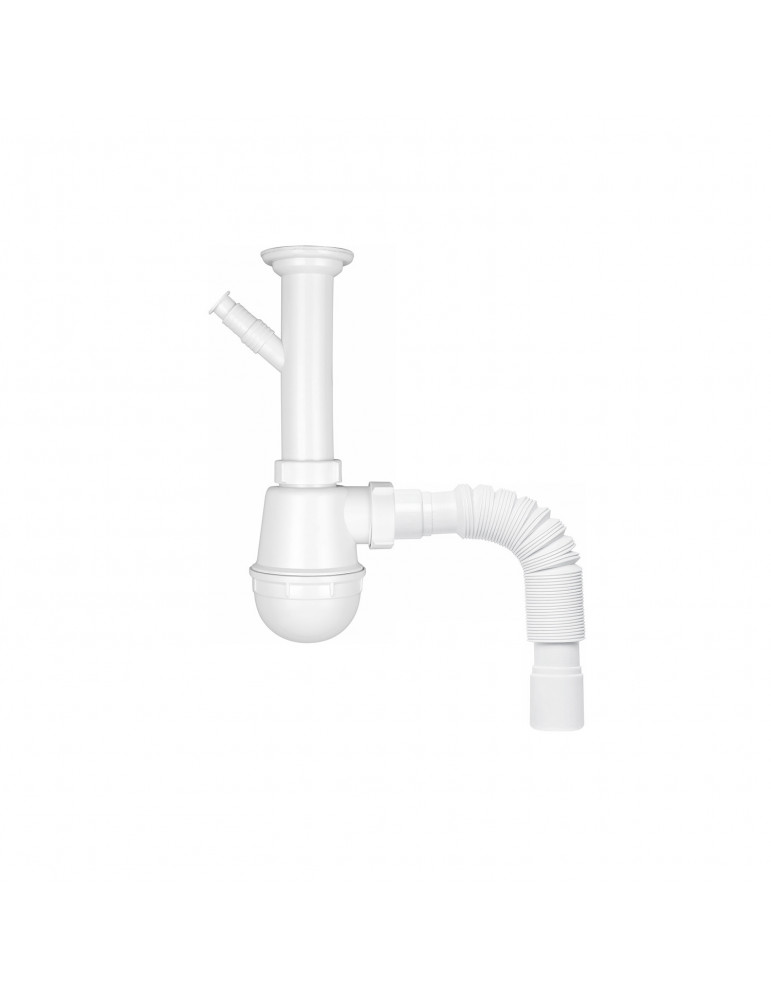 Сифон для кухонної мийки KronoPlast 1 1/2''х40 мм з литим випуском, відводом для пральної машини SM13000042 | купити | SilverGoo