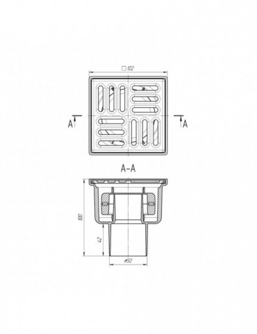Трап ANIplast з вертикальним випуском 50 мм, з нержавіючою решіткою 10х10 см TQ5202EU | купити | SilverGoose.com.ua.com.ua