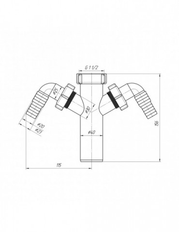 Відведення подвійне для пральних/посудомийних машин ANIplast 1 1/2"х40 мм М145EU | купити | SilverGoose.com.ua.com.ua