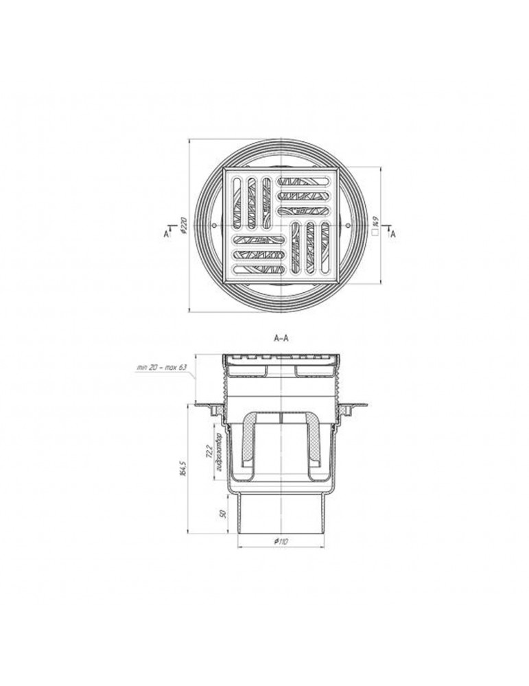 Трап ANIplast з вертикальним випуском 110 мм, з нержавіючою решіткою 15х15 см TA1712EU | купити | SilverGoose.com.ua.com.ua