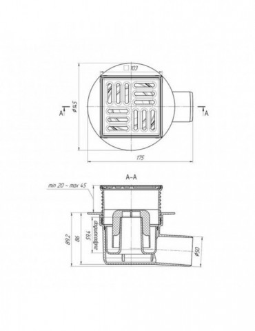Трап ANIplast з горизонтальним випуском 50 мм, з нержавіючою решіткою 10х10 см ТА5602EU | купити | SilverGoose.com.ua.com.ua