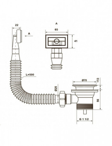 Різьбовий випуск KronoPlast 1 1/2''х40 мм з квадратним переливом NS1003РР07 | купити | SilverGoose.com.ua.com.ua