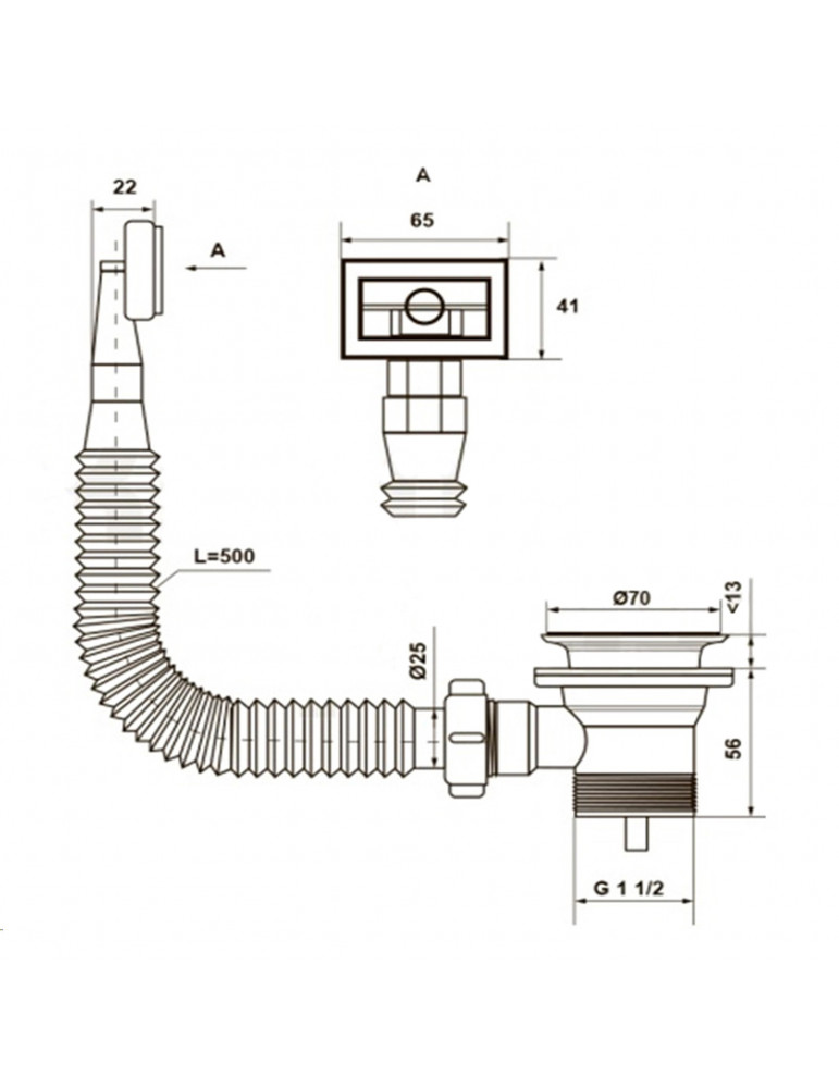 Різьбовий випуск KronoPlast 1 1/2''х40 мм з квадратним переливом NS1003РР07 | купити | SilverGoose.com.ua.com.ua