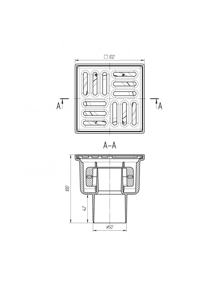 Трап ANIplast з вертикальним випуском 50 мм, з нержавіючою решіткою 10х10 см TA5202EU | купити | SilverGoose.com.ua.com.ua