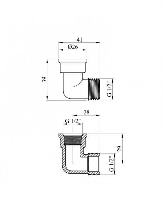 Кутник посилений LexLine 1/2" ВЗ латунний УК0122-1-В | купити | SilverGoose.com.ua.com.ua