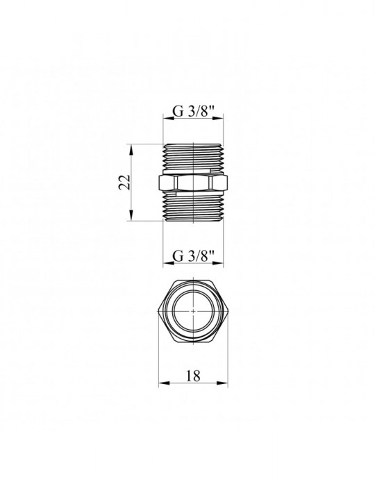 Ніпель посилений LexLine 3/8" ЗЗ латунний УК0500-В | купити | SilverGoose.com.ua.com.ua
